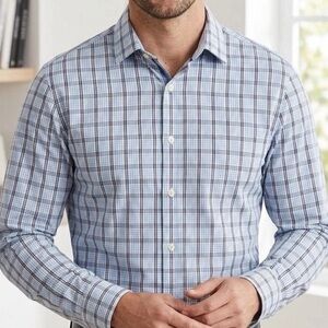 Banana Republic Plaid Cotton Button-Up Shirt Blue Long Sleeve Size Men’s M NWOT